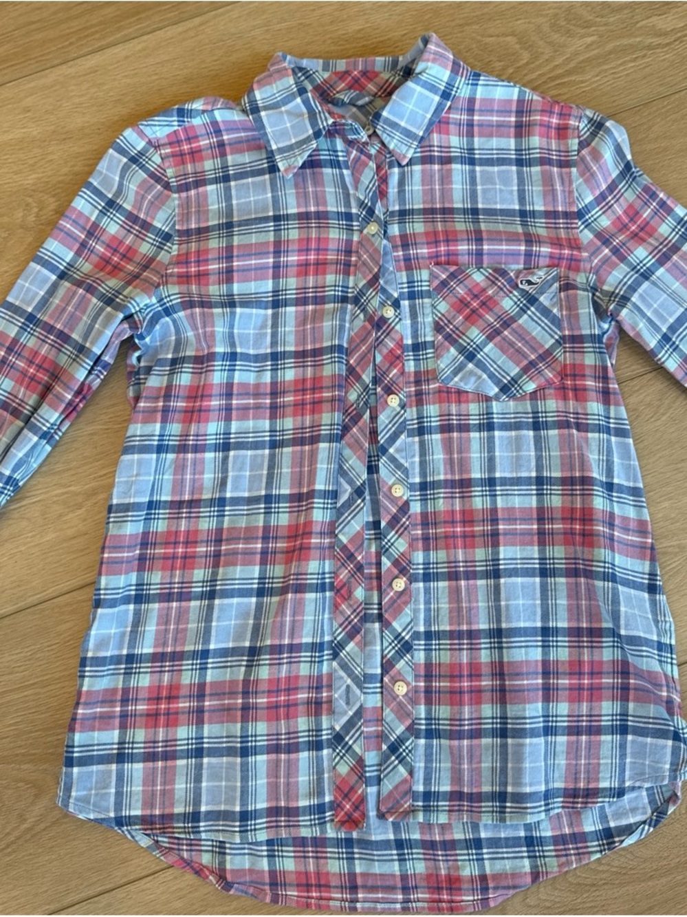 Vineyard Vines Girls' Plaid Button-Down Shirt - Blue & Pink